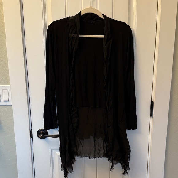 Sweaters - Elegant Black Sheer Cardigan
